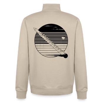 Flute Sketch - Unisex Organic Zip Sweatshirt by Stanley/Stella - desert dust - Back - AI Model Male 185 dark (185cm)