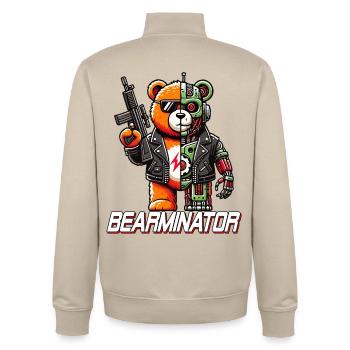 Bearminator Drôle Cyborg Ours En Peluche Design - Sweat zippé unisexe en coton bio Stanley/Stella - beige crème - Dos - AI Model Male 185 dark (185cm)