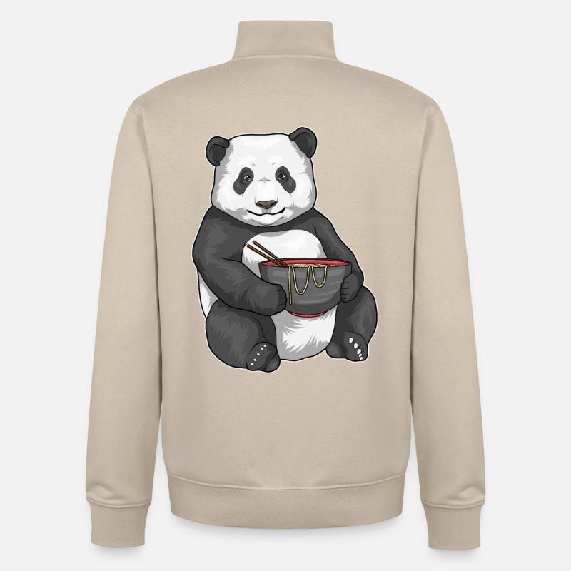 Panda Bowl Ramen - Sweat zippé unisexe en coton bio Stanley/Stella - beige crème
