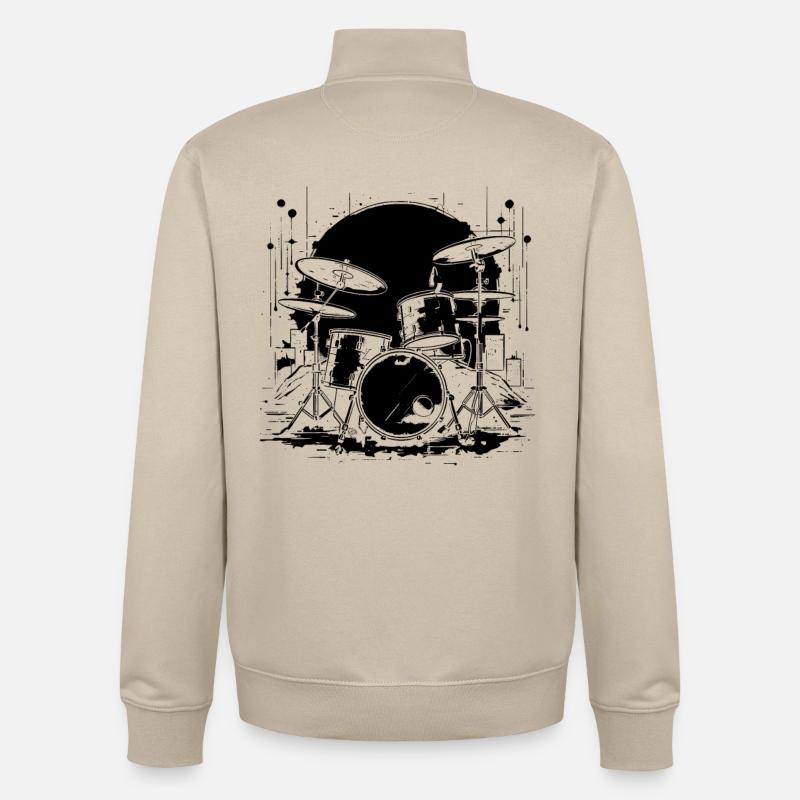 Graphiques de batterie - Sweat zippé unisexe en coton bio Stanley/Stella - beige crème