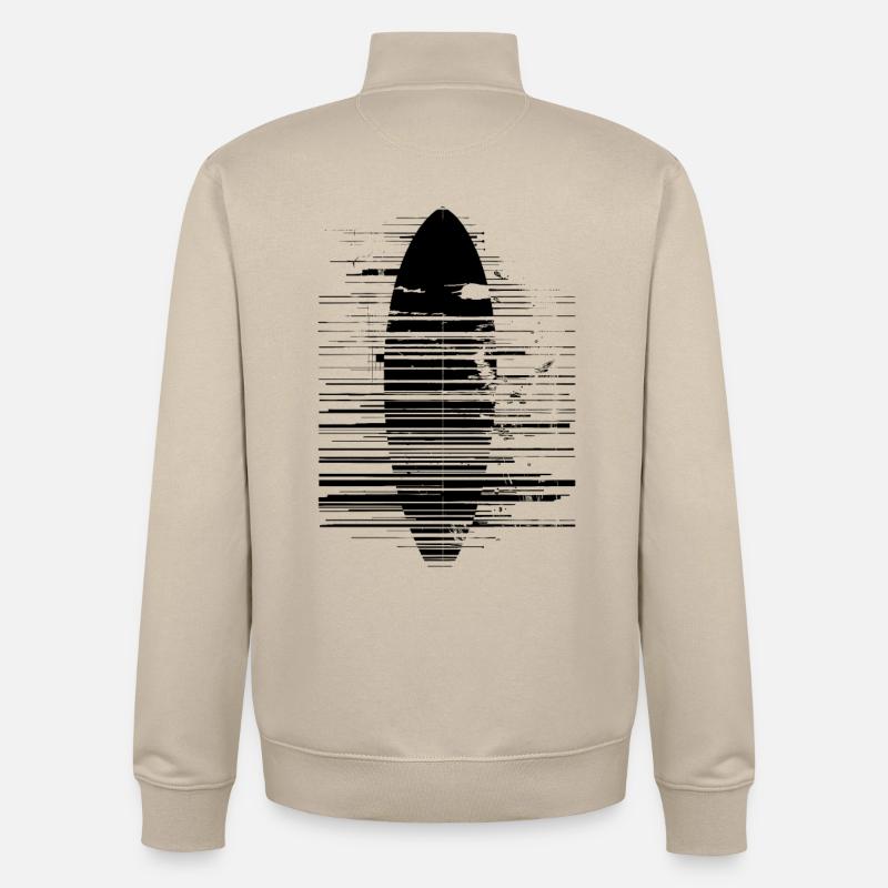 Dessin de planche de surf - Sweat zippé unisexe en coton bio Stanley/Stella - beige crème