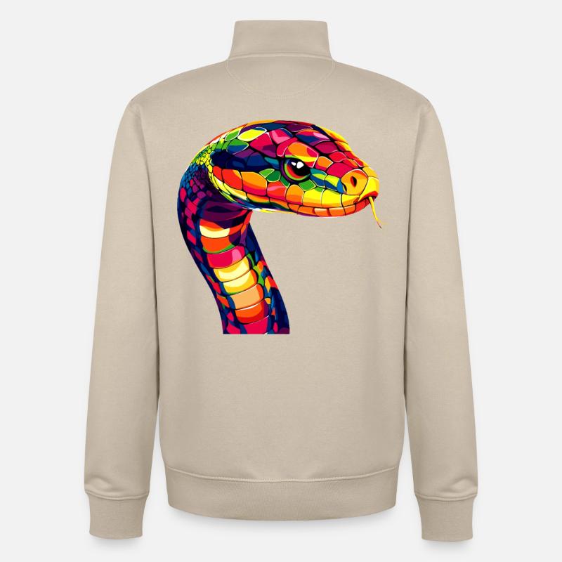 Schlange Python Kobra Mamba Klapperschlange Snake - Unisex Organic Zip Sweatshirt von Stanley/Stella - Cremebeige