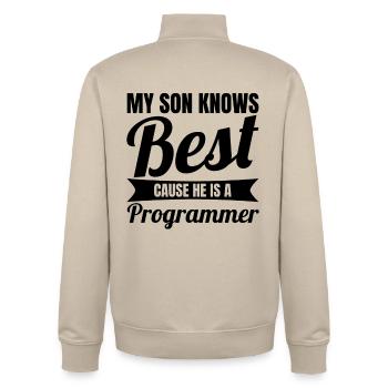 Programmierer Sohn - Unisex Organic Zip Sweatshirt von Stanley/Stella - Cremebeige - Hinten - AI Model Male 185 dark (185cm)