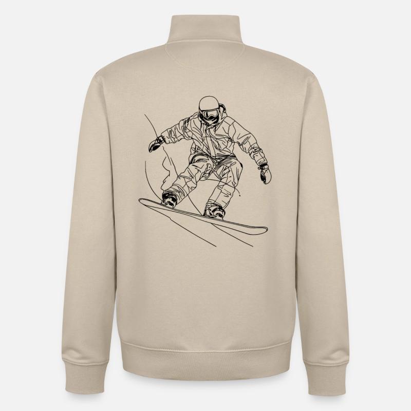 Dessin au trait du snowboarder - Sweat zippé unisexe en coton bio Stanley/Stella - beige crème
