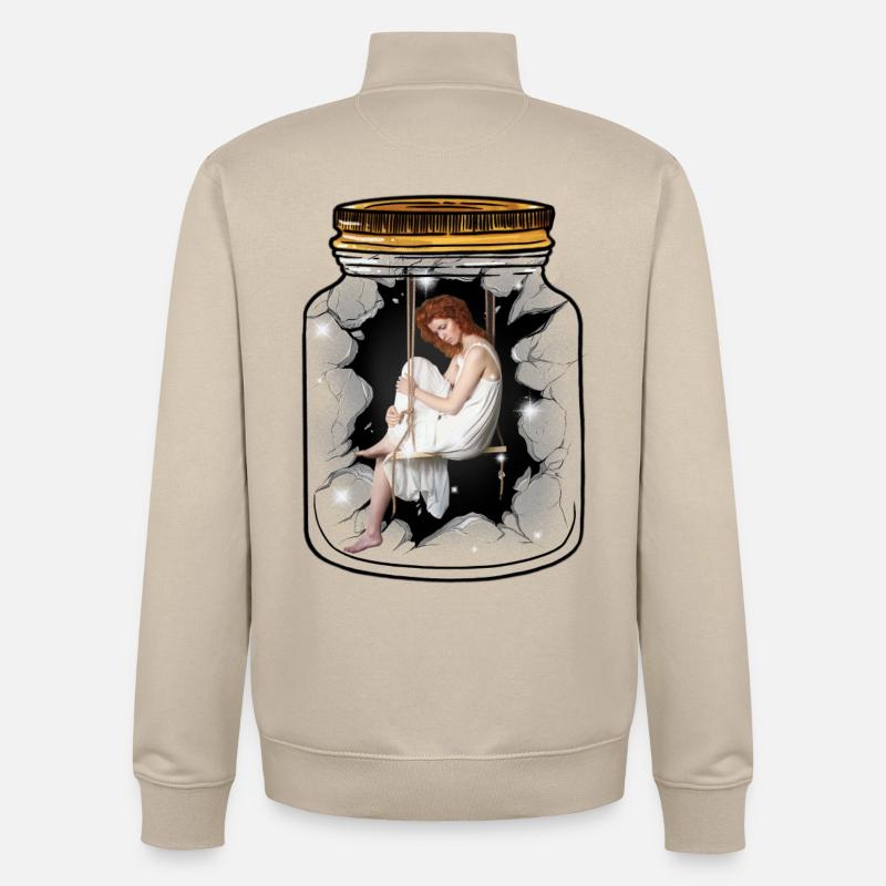 Émotions, sentiments, dépression, solitude - Sweat zippé unisexe en coton bio Stanley/Stella - beige crème