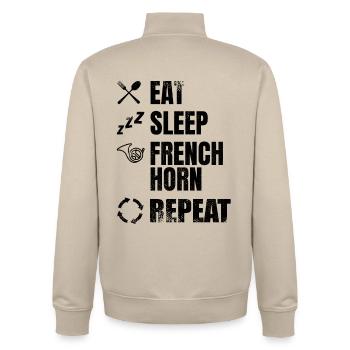 Hornspieler Routine - Unisex Organic Zip Sweatshirt von Stanley/Stella - Cremebeige - Hinten - AI Model Male 185 dark (185cm)