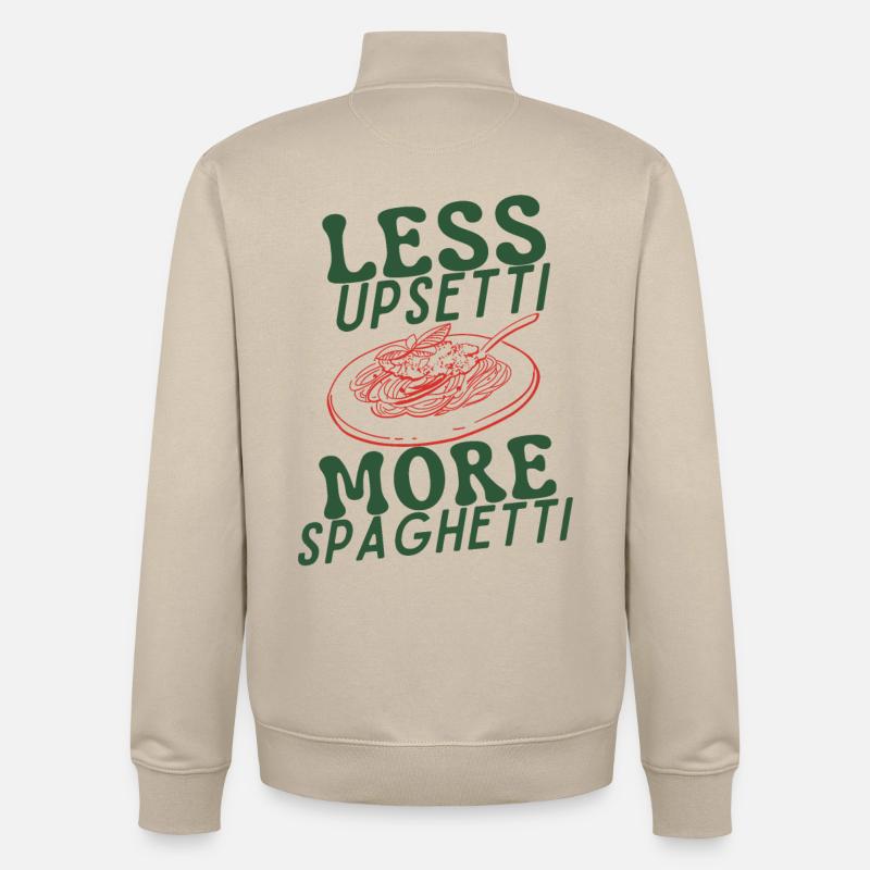 Less Upsetti More Spaghetti - Unisex Organic Zip Sweatshirt von Stanley/Stella - Cremebeige