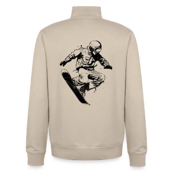 Snowboarder Grafik - Unisex Organic Zip Sweatshirt von Stanley/Stella - Cremebeige - Hinten - AI Model Male 185 dark (185cm)