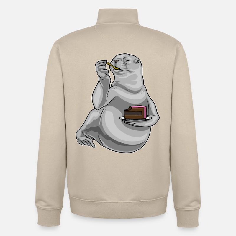 Gâteau d’anniversaire de phoque - Sweat zippé unisexe en coton bio Stanley/Stella - beige crème