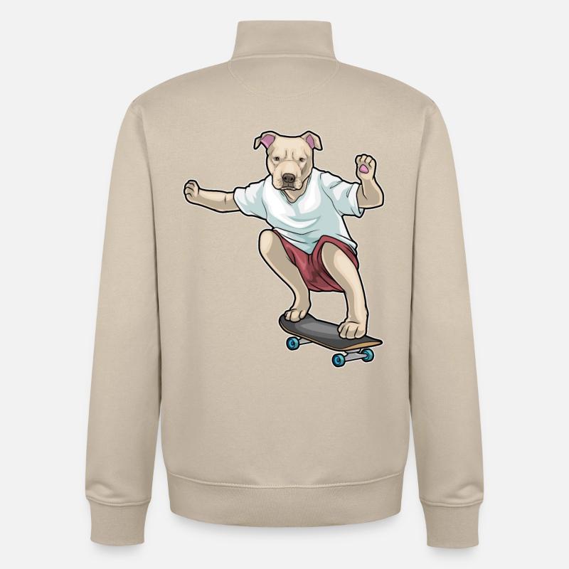 Pitbull Skater Skateboard - Sweat zippé unisexe en coton bio Stanley/Stella - beige crème