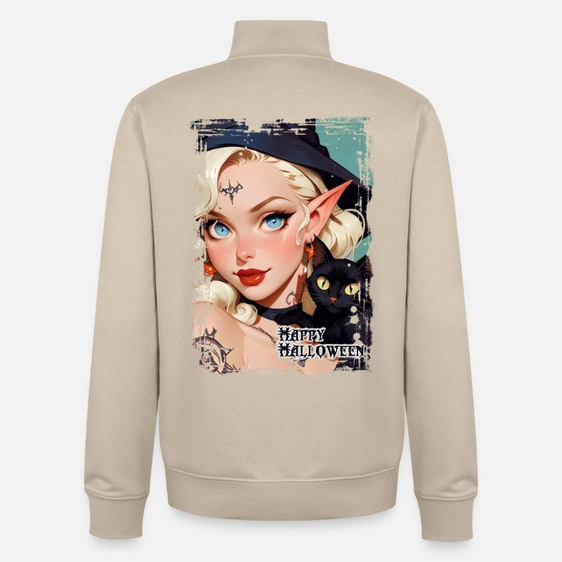 Happy Halloween - Unisex Organic Zip Sweatshirt von Stanley/Stella - Cremebeige