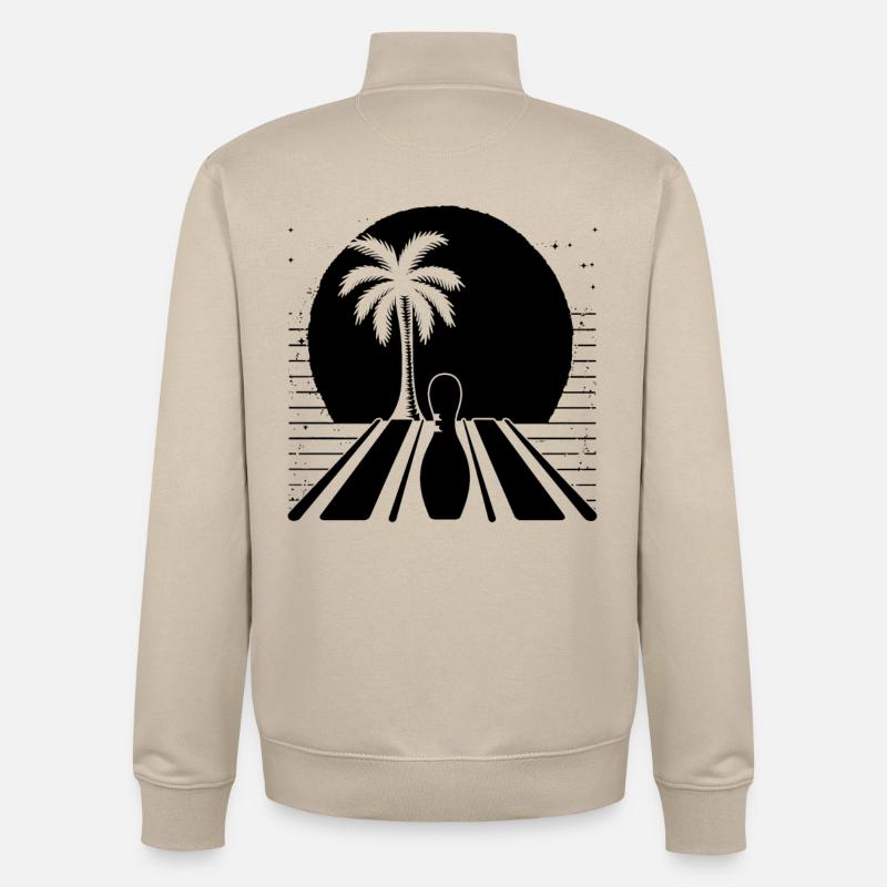 Dessin de bowling - Sweat zippé unisexe en coton bio Stanley/Stella - beige crème