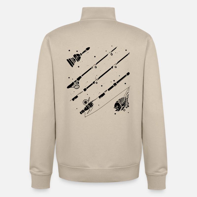 Graphique de pêche - Sweat zippé unisexe en coton bio Stanley/Stella - beige crème