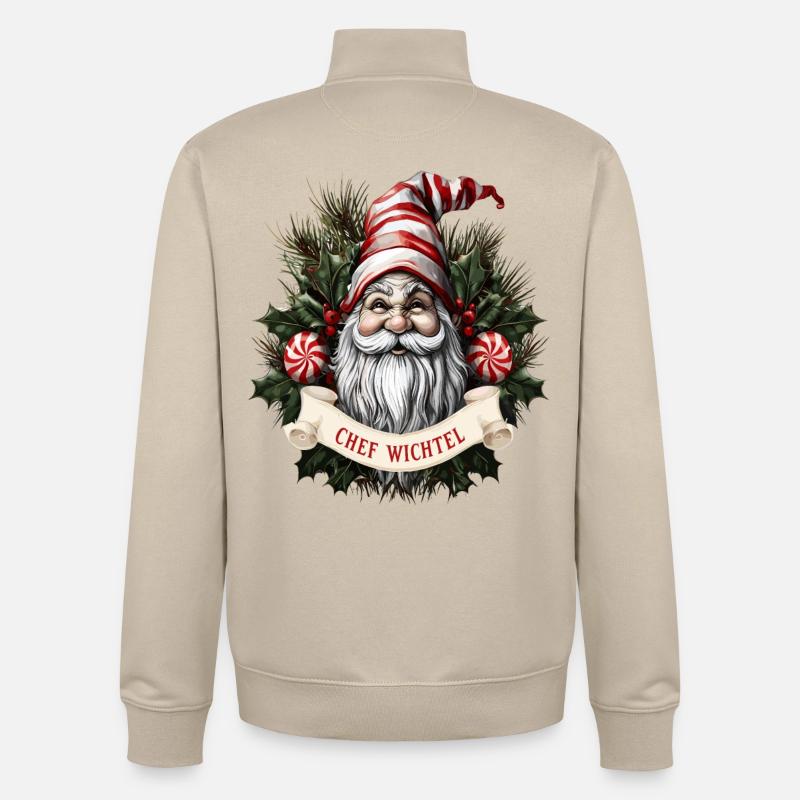 Gnome de Noël en chef - Sweat zippé unisexe en coton bio Stanley/Stella - beige crème
