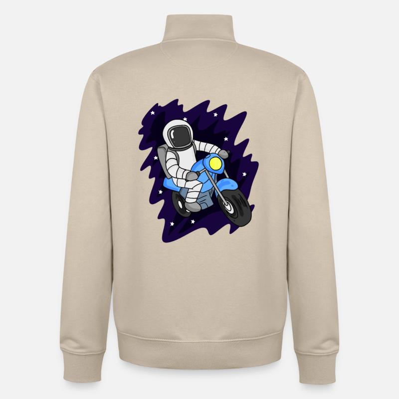Astronaut Motorcycle Space - Unisex Organic Zip Sweatshirt by Stanley/Stella - desert dust