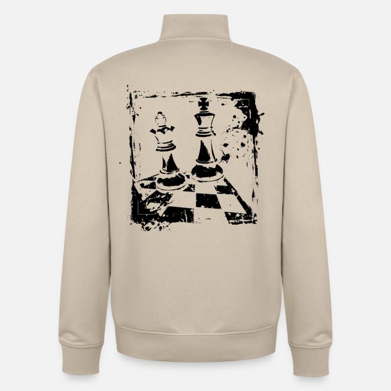 Échecs - Sweat zippé unisexe en coton bio Stanley/Stella - beige crème