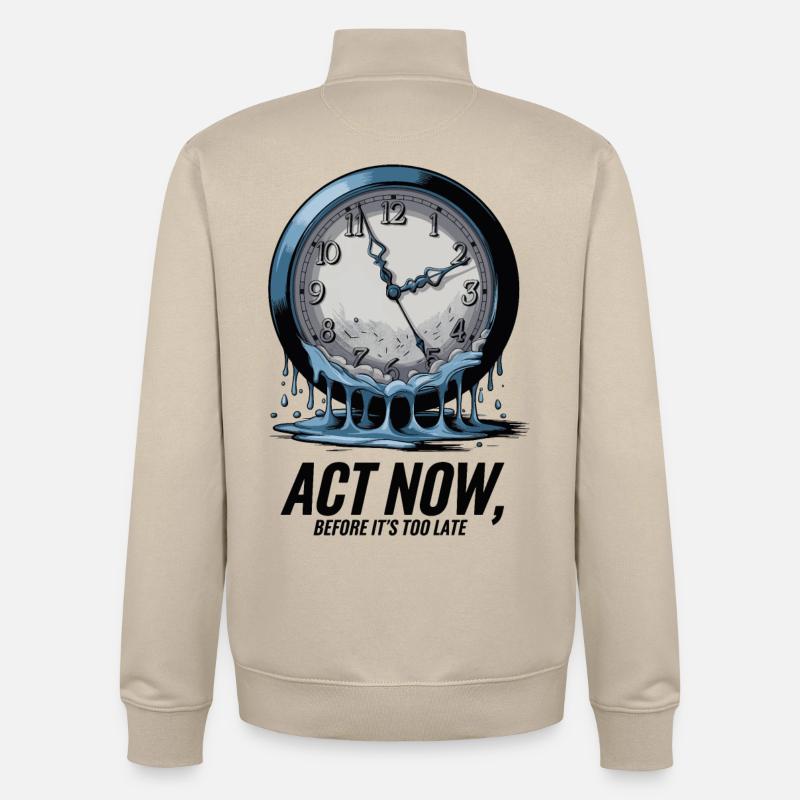 Melting Clock Act Now Klimabewusstsein Kunst - Unisex Organic Zip Sweatshirt von Stanley/Stella - Cremebeige