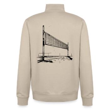 Croquis de filet de volley-ball - Sweat zippé unisexe en coton bio Stanley/Stella - beige crème - Dos - AI Model Male 185 dark (185cm)