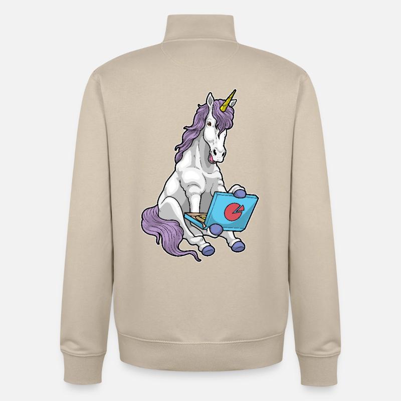 Einhorn Pizza - Unisex Organic Zip Sweatshirt von Stanley/Stella - Cremebeige