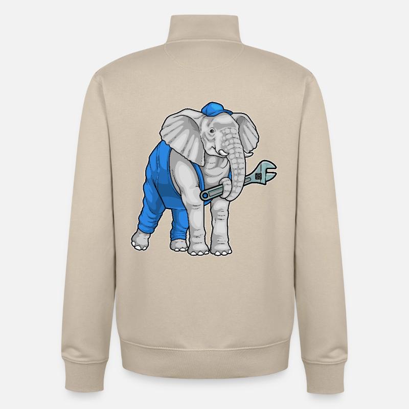 Clé mécanique éléphant - Sweat zippé unisexe en coton bio Stanley/Stella - beige crème
