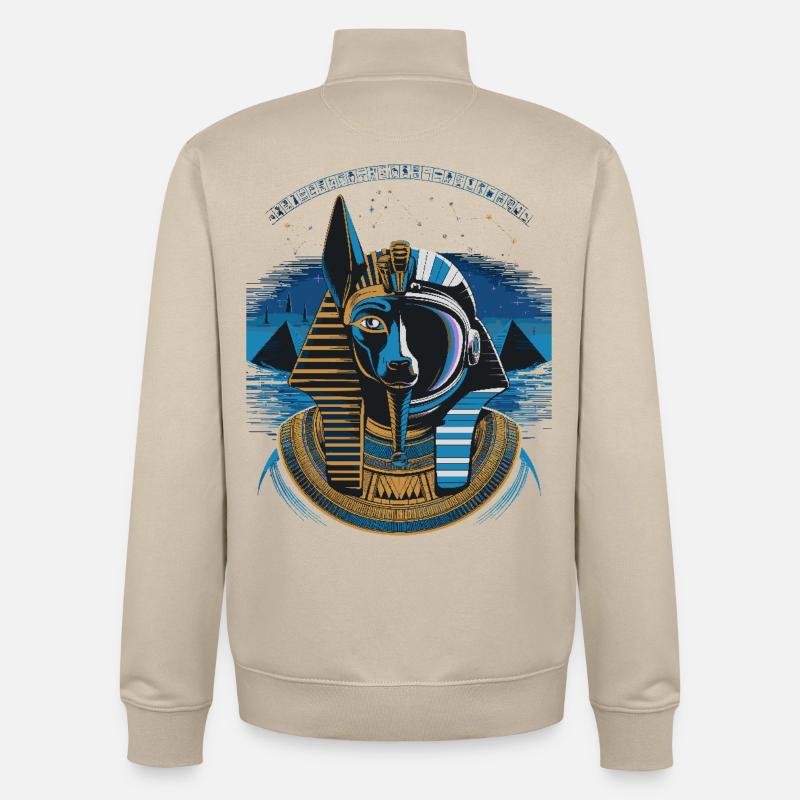 Conception hybride Anubis céleste - Sweat zippé unisexe en coton bio Stanley/Stella - beige crème