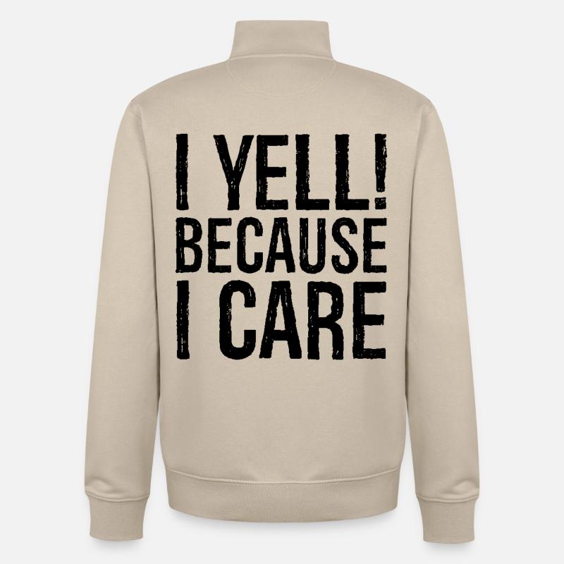 Je crie parce que je me soucie de moi - Sweat zippé unisexe en coton bio Stanley/Stella - beige crème