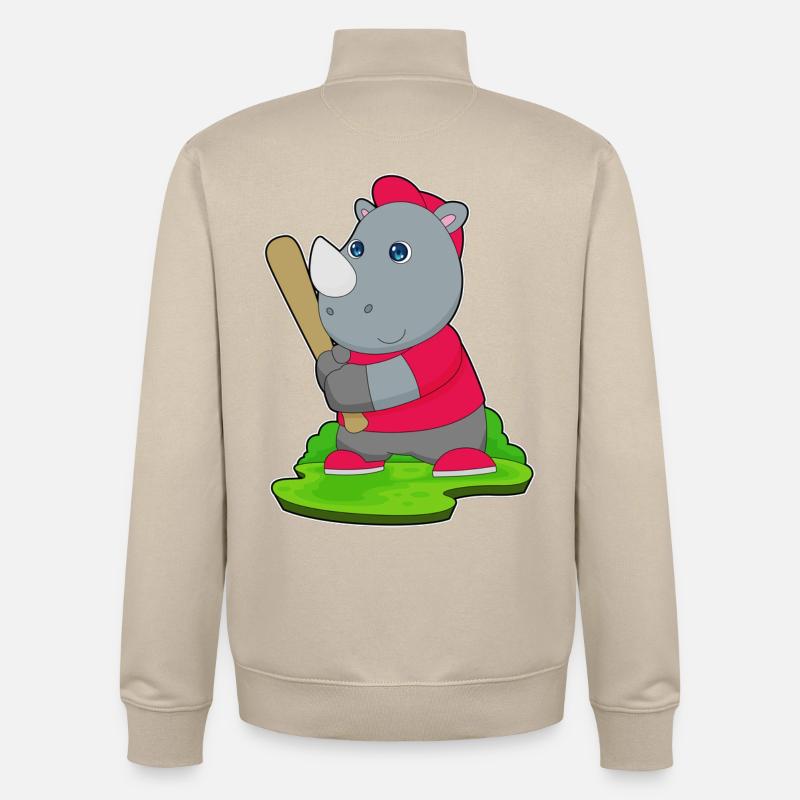 Rhino Baseball Batte de Baseball - Sweat zippé unisexe en coton bio Stanley/Stella - beige crème
