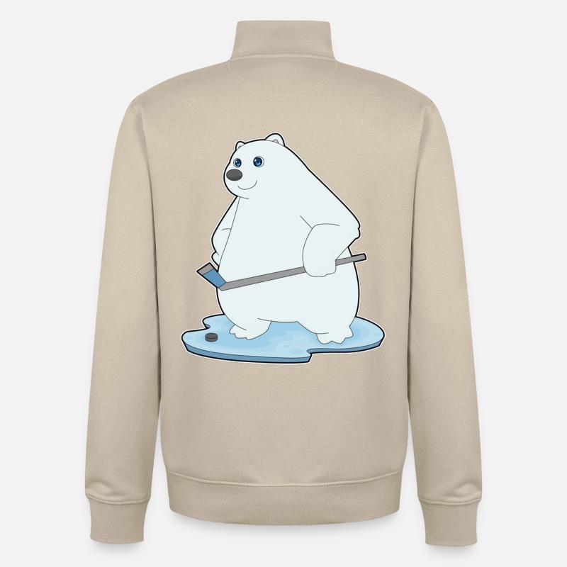 Eisbär Eishockey Eishockeyschläger - Unisex Organic Zip Sweatshirt von Stanley/Stella - Cremebeige