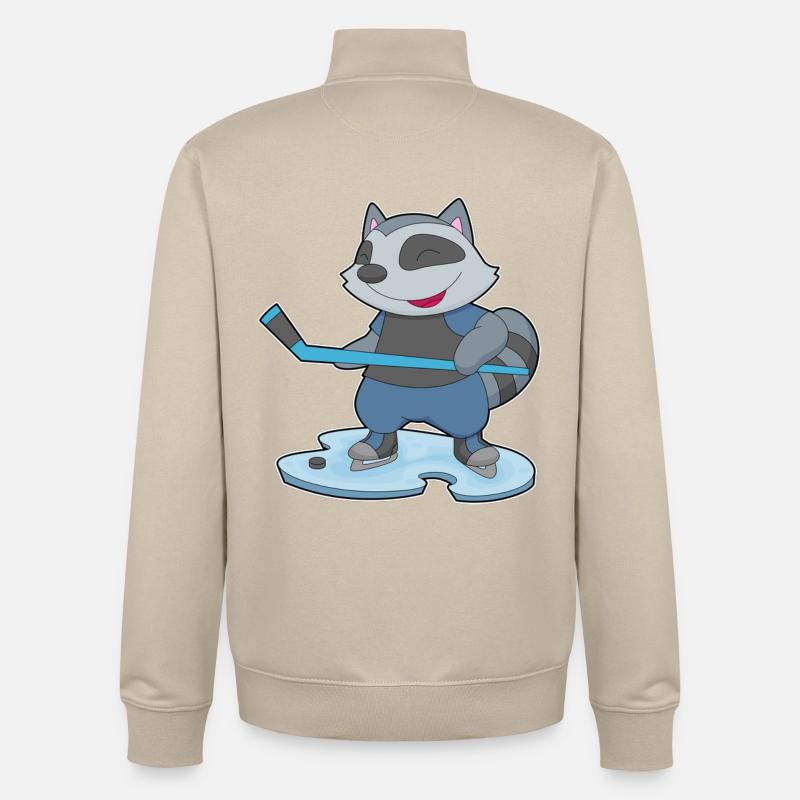 Waschbär Eishockey Eishockeyschläger - Unisex Organic Zip Sweatshirt von Stanley/Stella - Cremebeige