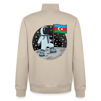 Astronaut Fahne Aserbaidschan - Unisex Organic Zip Sweatshirt von Stanley/Stella - Cremebeige - Hinten - AI Model Male 185 dark (185cm)