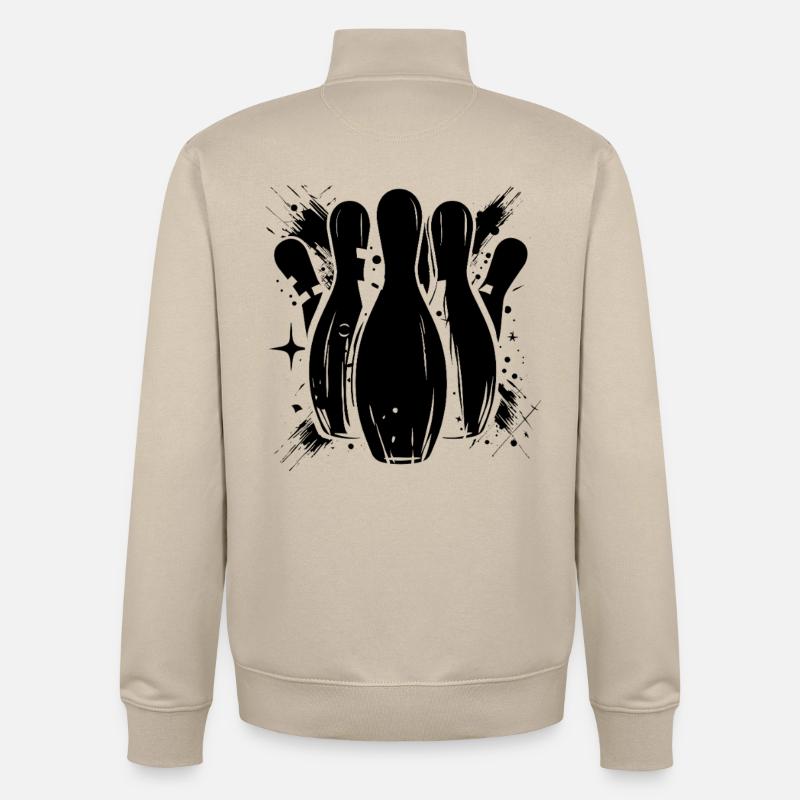 Dessin de bowling - Sweat zippé unisexe en coton bio Stanley/Stella - beige crème