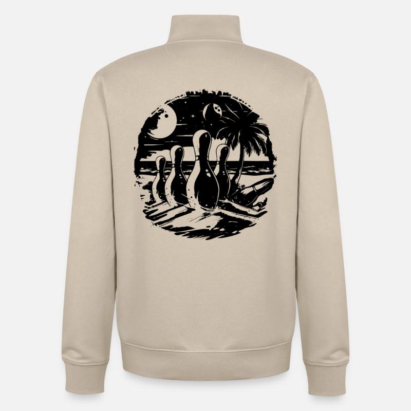 Plage de bowling - Sweat zippé unisexe en coton bio Stanley/Stella - beige crème