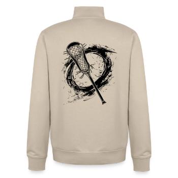 Lacrosse Schläger - Unisex Organic Zip Sweatshirt von Stanley/Stella - Cremebeige - Hinten - AI Model Male 185 dark (185cm)
