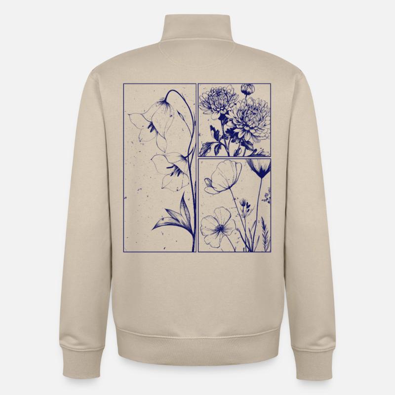 Blumen Chrysantheme Campanula Botanik Geschenk - Unisex Organic Zip Sweatshirt von Stanley/Stella - Cremebeige