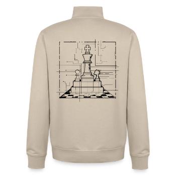 Schachfiguren Grafik - Unisex Organic Zip Sweatshirt von Stanley/Stella - Cremebeige - Hinten - AI Model Male 185 dark (185cm)