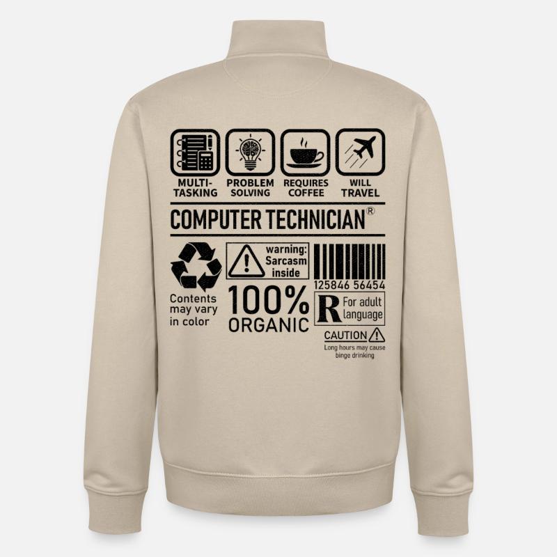 Computer Technician multi tasking problem solving - Unisex Organic Zip Sweatshirt by Stanley/Stella - desert dust