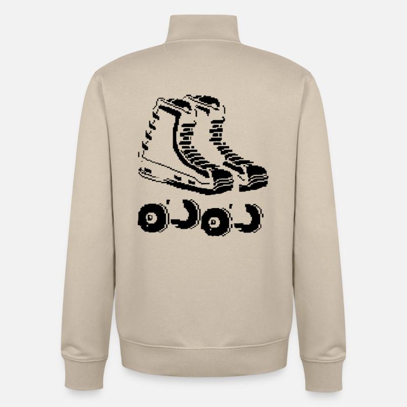 Roller Skates Pixel Kunst - Unisex Organic Zip Sweatshirt von Stanley/Stella - Cremebeige