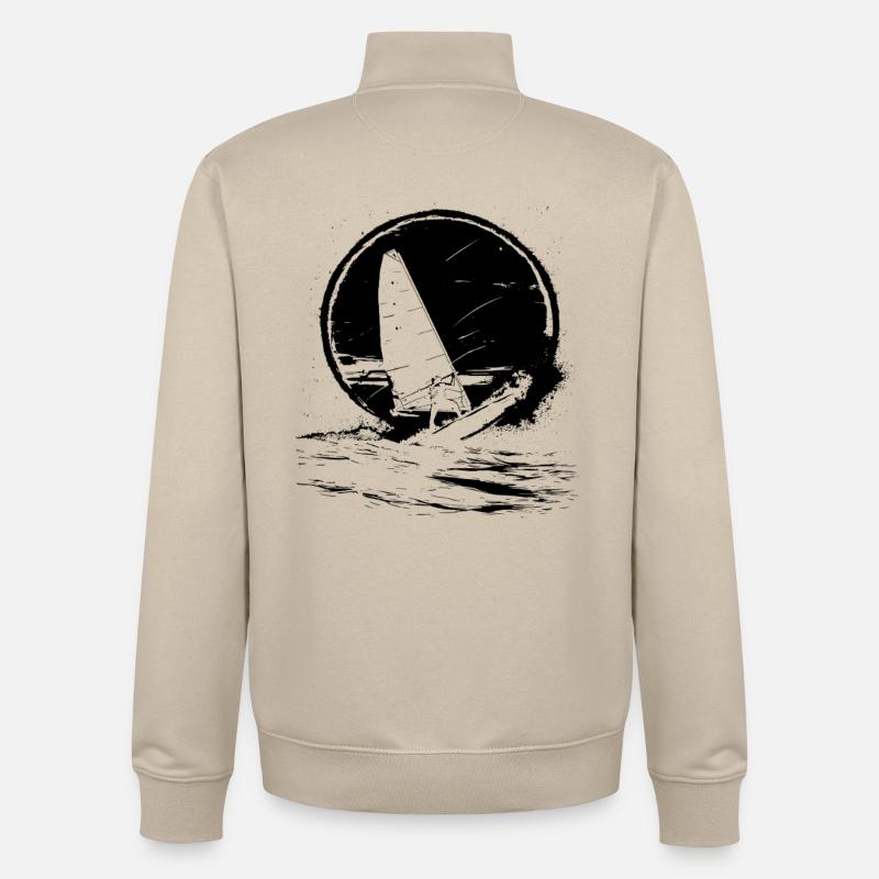Graphiques de planche à voile - Sweat zippé unisexe en coton bio Stanley/Stella - beige crème