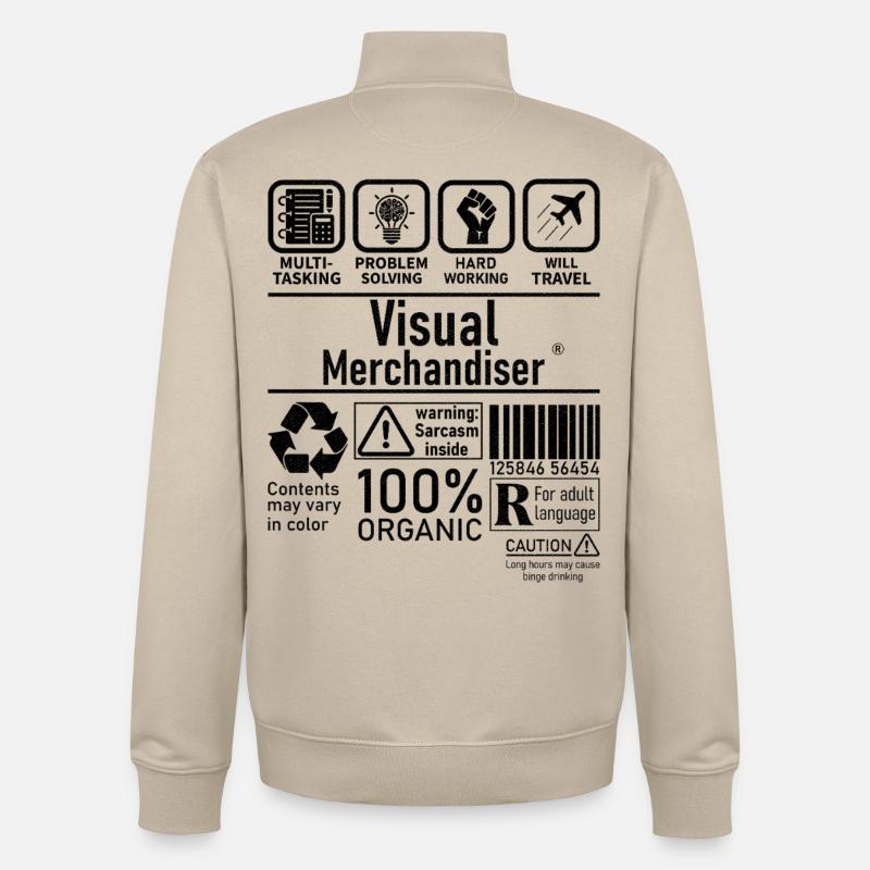 Visual Merchandiser résolution de problèmes multitâches - Sweat zippé unisexe en coton bio Stanley/Stella - beige crème