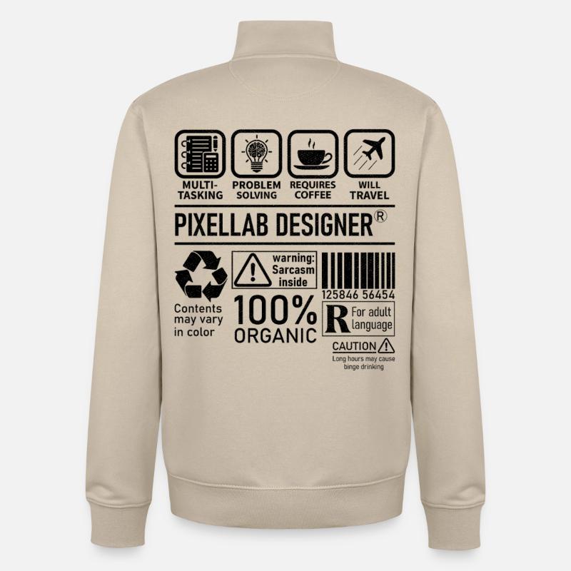 Résolution de problèmes multitâches Pixellab Designer - Sweat zippé unisexe en coton bio Stanley/Stella - beige crème