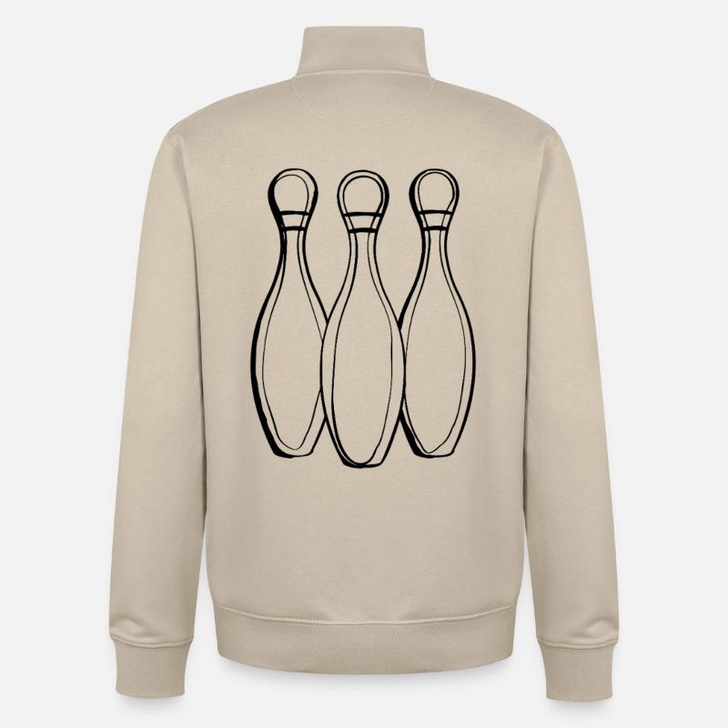 Dessin au trait de bowling - Sweat zippé unisexe en coton bio Stanley/Stella - beige crème
