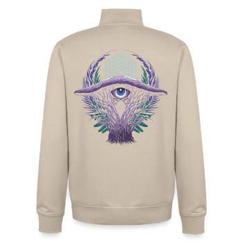 Third Eye Fungi | Mystical Vision Design - Unisex Organic Zip Sweatshirt by Stanley/Stella - desert dust - Back - AI Model Male 185 dark (185cm)