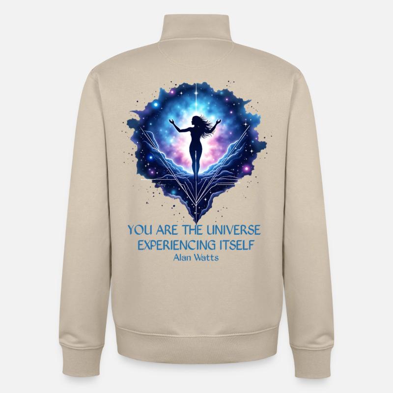Femme Mystique | Alan Watts Citation Conception - Sweat zippé unisexe en coton bio Stanley/Stella - beige crème