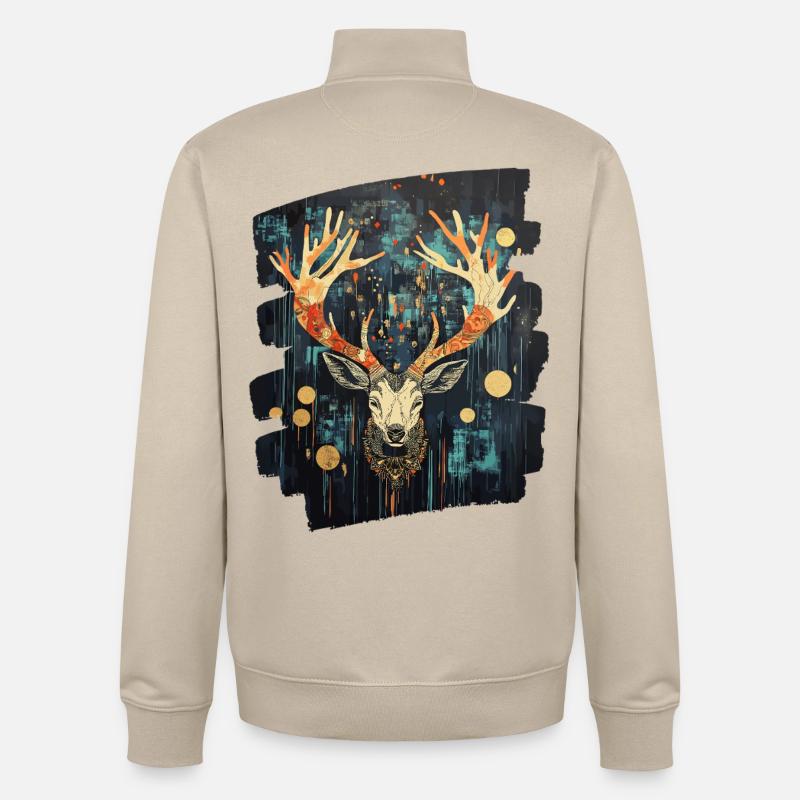 Hirsch mit Geweih - Unisex Organic Zip Sweatshirt von Stanley/Stella - Cremebeige
