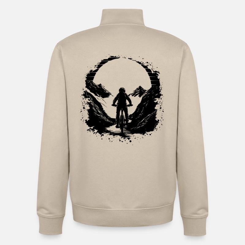 Amateurs de VTT - Sweat zippé unisexe en coton bio Stanley/Stella - beige crème