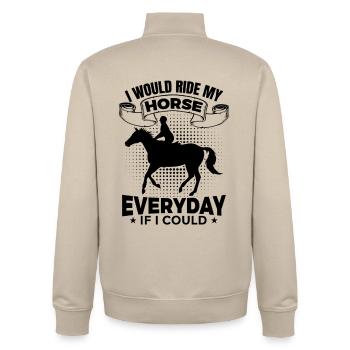 Riding motivation - Unisex Organic Zip Sweatshirt by Stanley/Stella - desert dust - Back - AI Model Male 185 dark (185cm)
