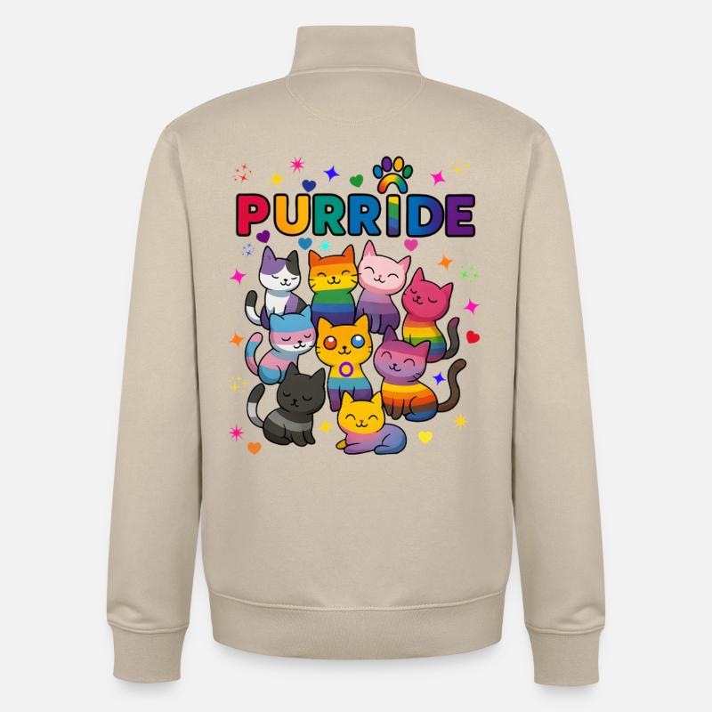 Purride Chats LGBT - Sweat zippé unisexe en coton bio Stanley/Stella - beige crème