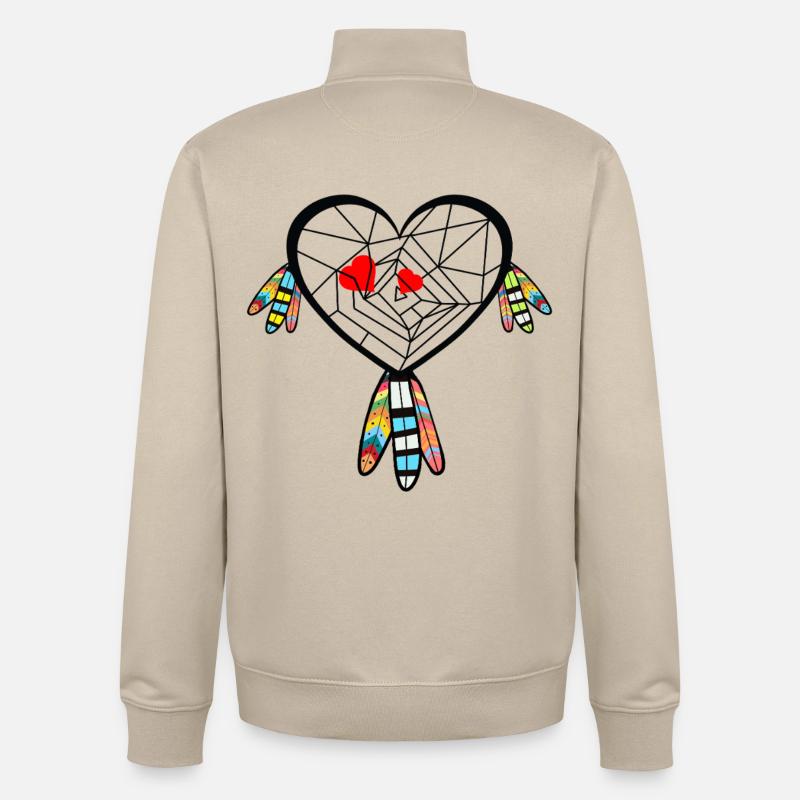 Coeurs Coeurs Saint-Valentin - Sweat zippé unisexe en coton bio Stanley/Stella - beige crème