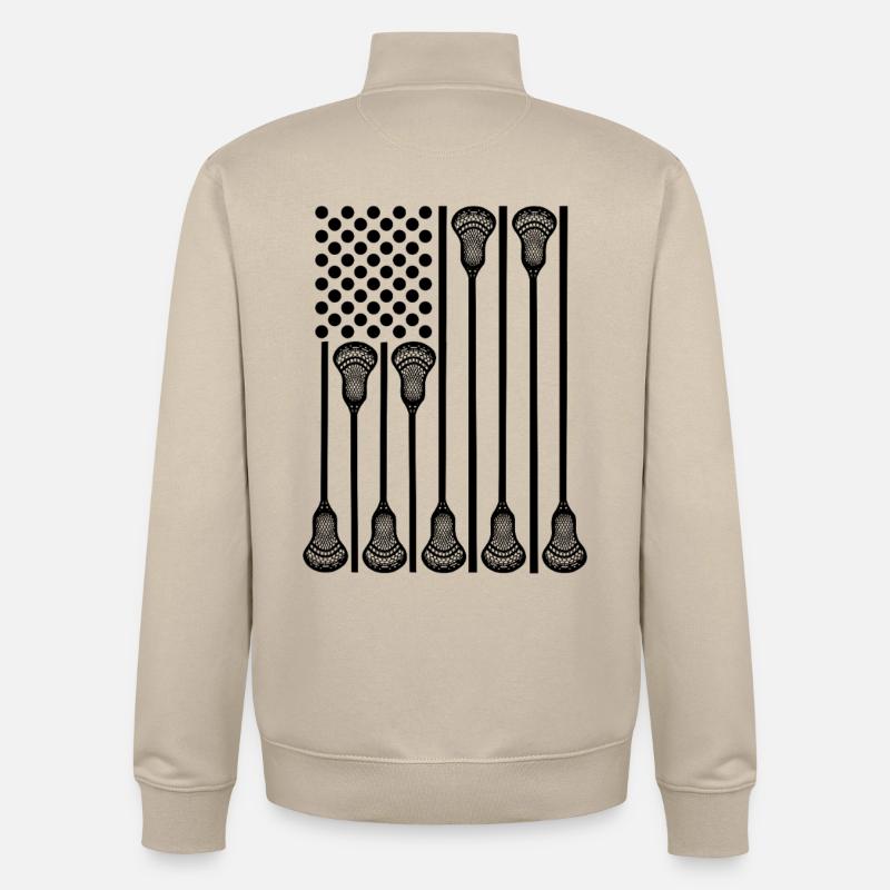 Drapeau de la crosse des États-Unis - Sweat zippé unisexe en coton bio Stanley/Stella - beige crème