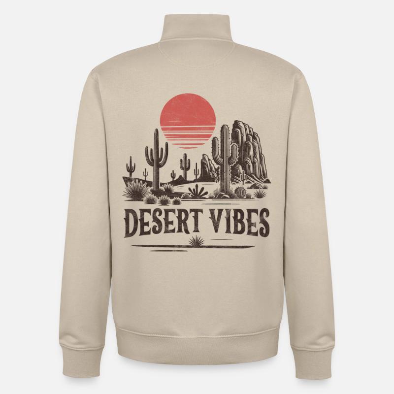 Ambiance du désert - Sweat zippé unisexe en coton bio Stanley/Stella - beige crème